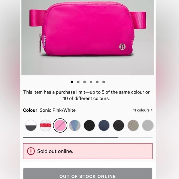 NWT Sonic Pink / White Logo Lululemon Everywhere Belt bag 1L - Picture 2 of 7